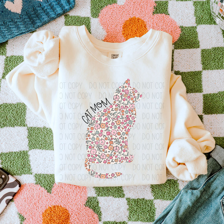 Cat Mom Sitting DTF Print