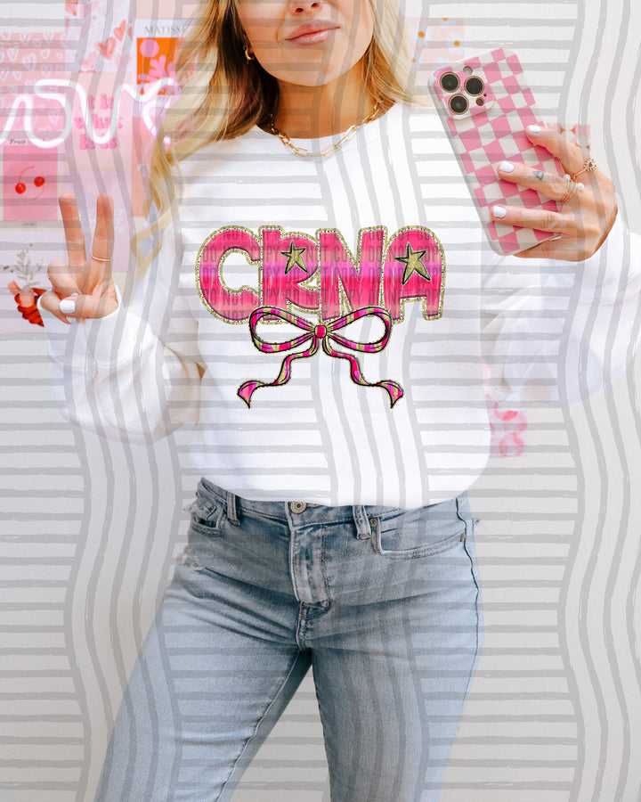 Pink Bow Occupations/Names DTF Print