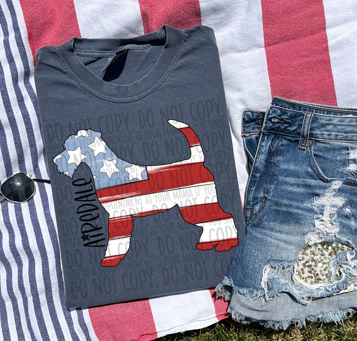Patriotic Dog Designs Black Text DTF Print