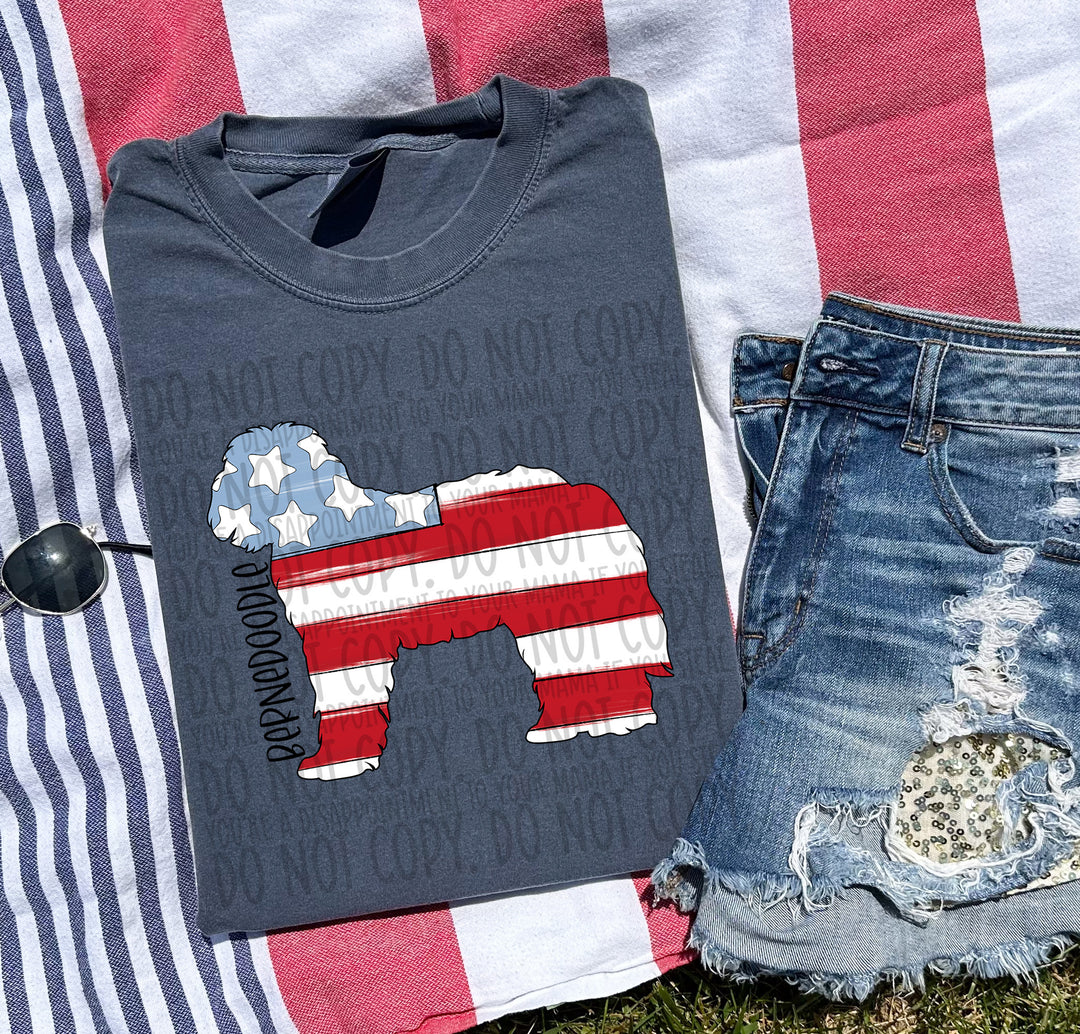 Patriotic Dog Designs Black Text DTF Print
