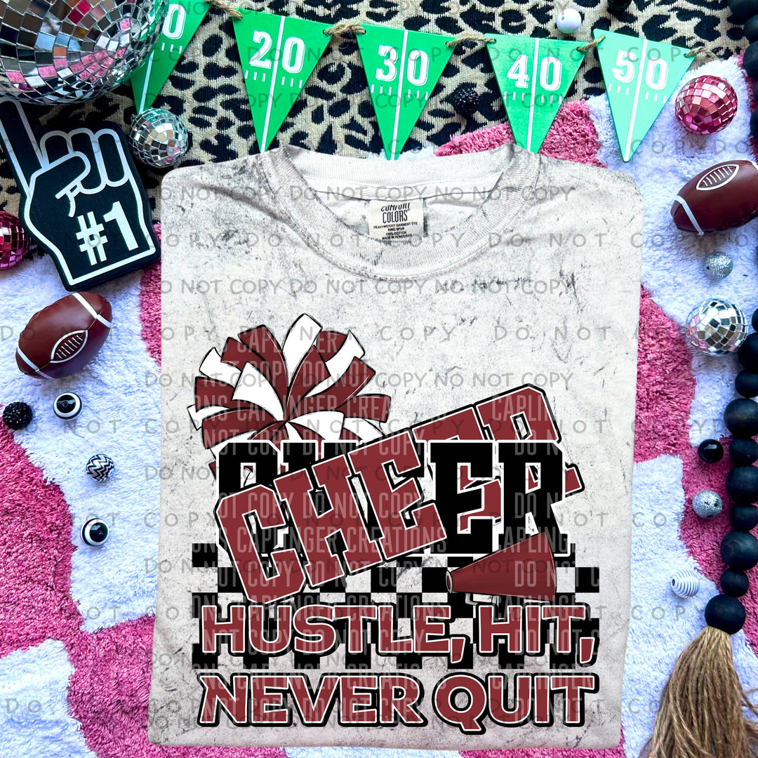 Hustle Hit Never Quit Cheer DTF Print