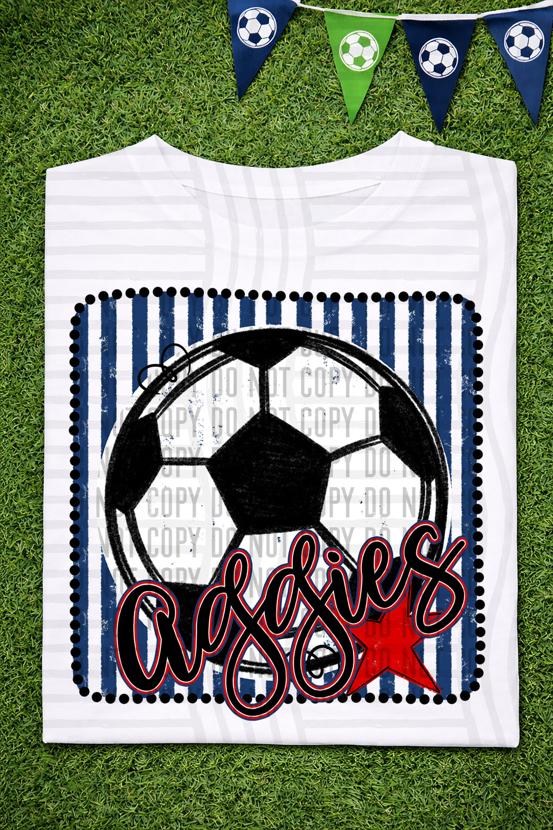 Soccer RWB Framed DTF Print