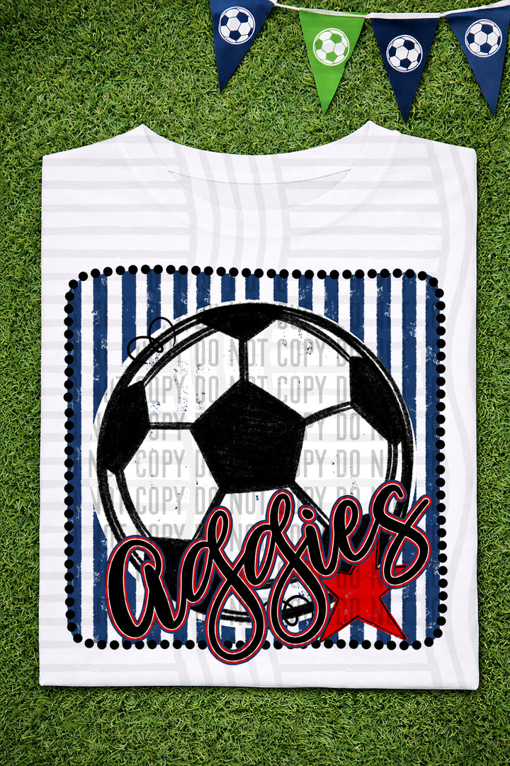 Soccer RWB Framed DTF Print