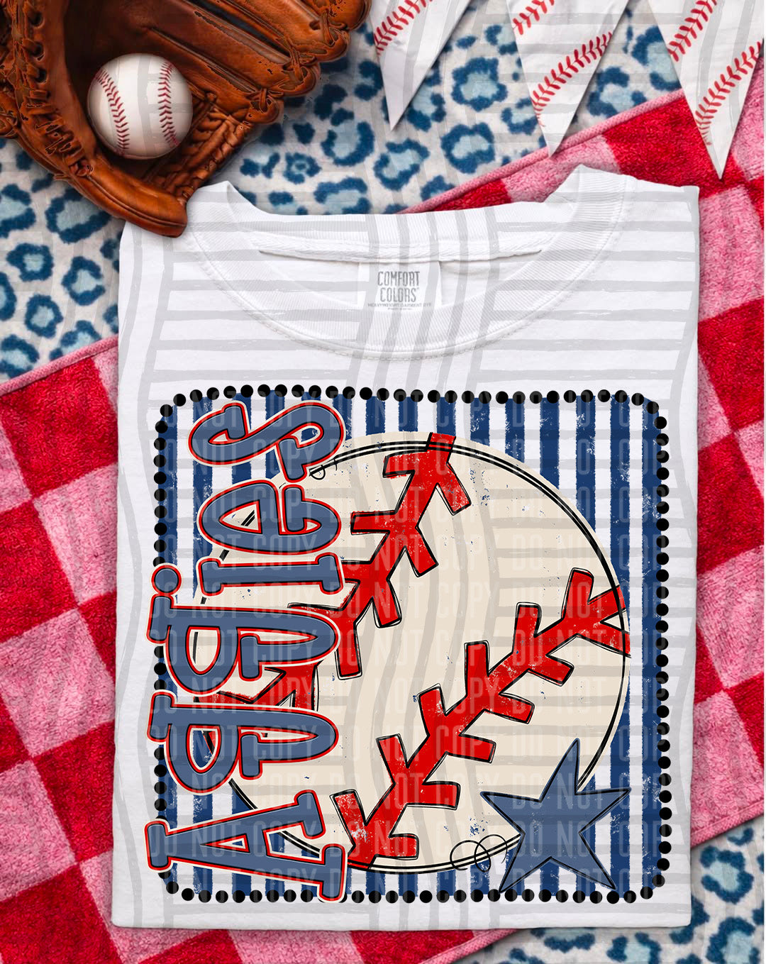 Baseball RWB Framed DTF Print