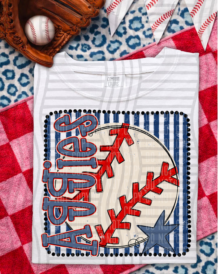 Baseball RWB Framed DTF Print