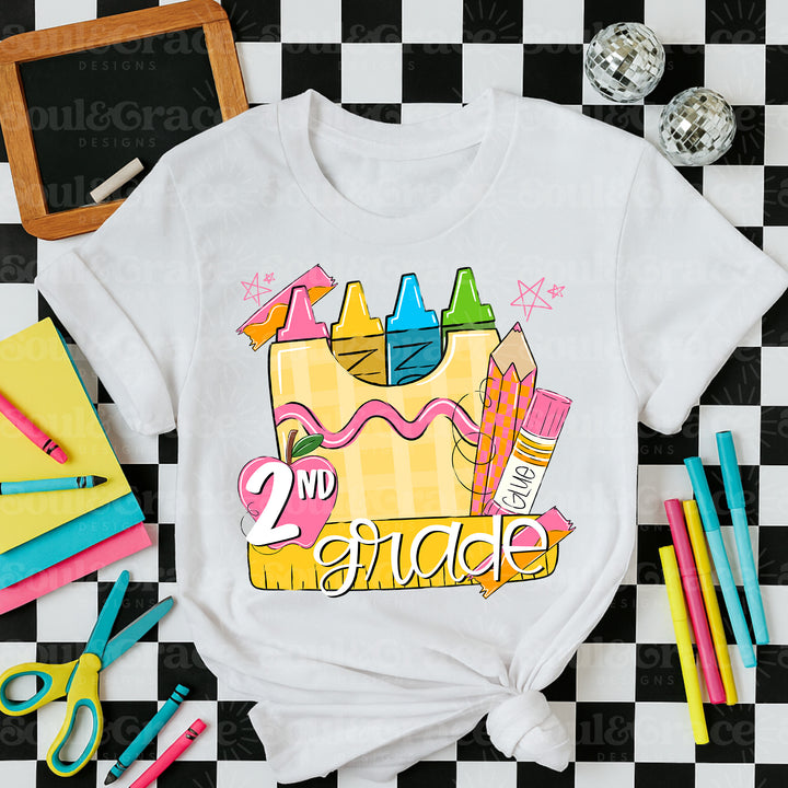 Back To School Pink And Blue DTF Print