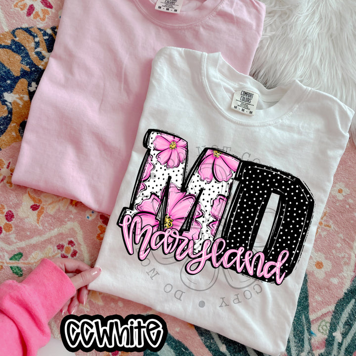 Pink Floral States DTF Print