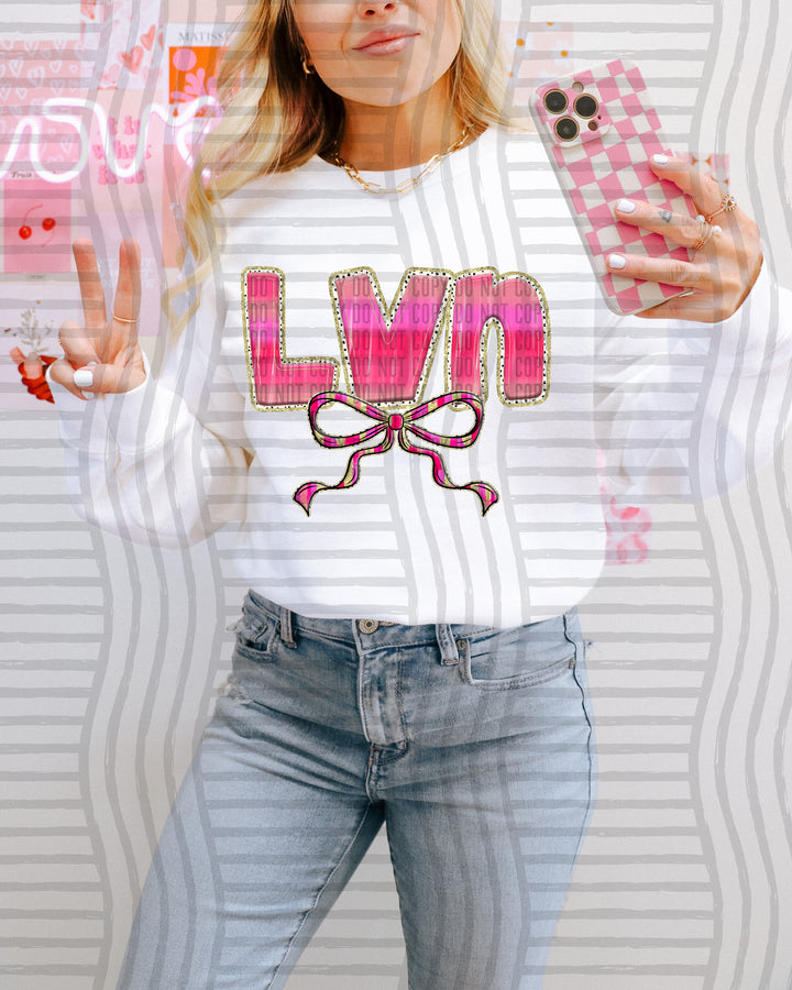 Pink Bow Occupations/Names DTF Print