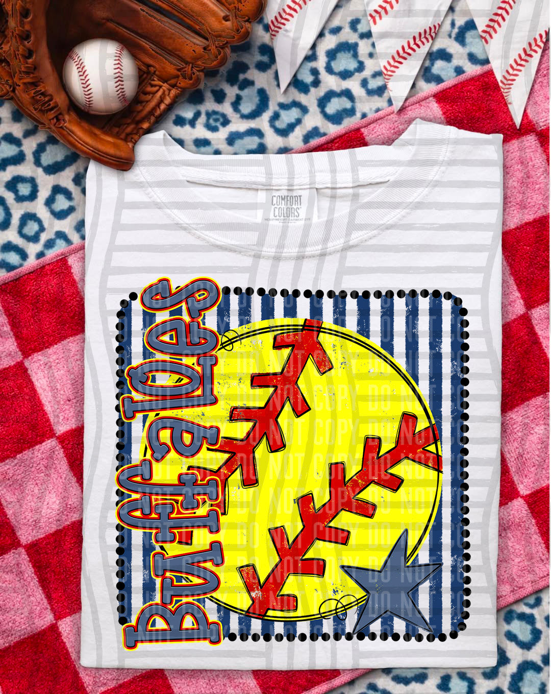 Softball RWB Framed DTF Print