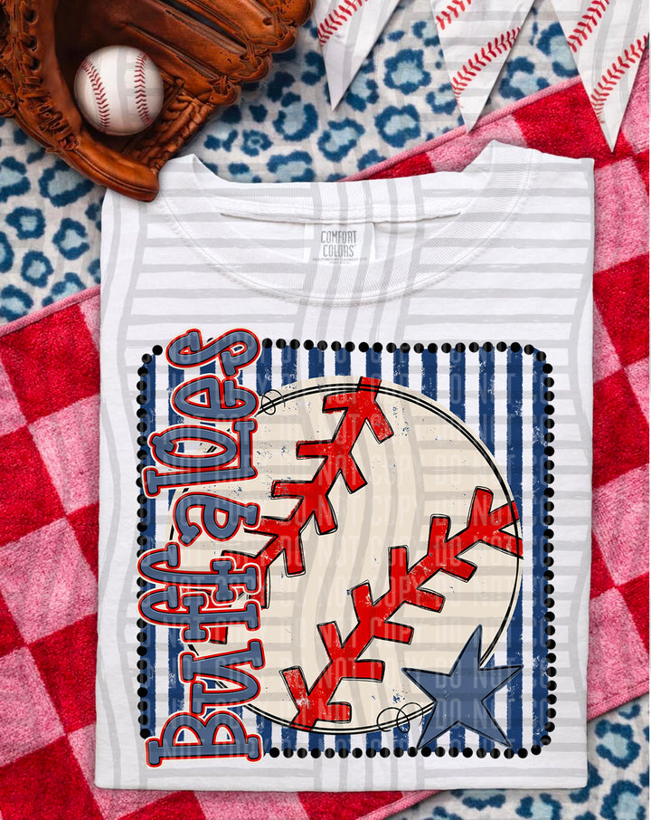 Baseball RWB Framed DTF Print