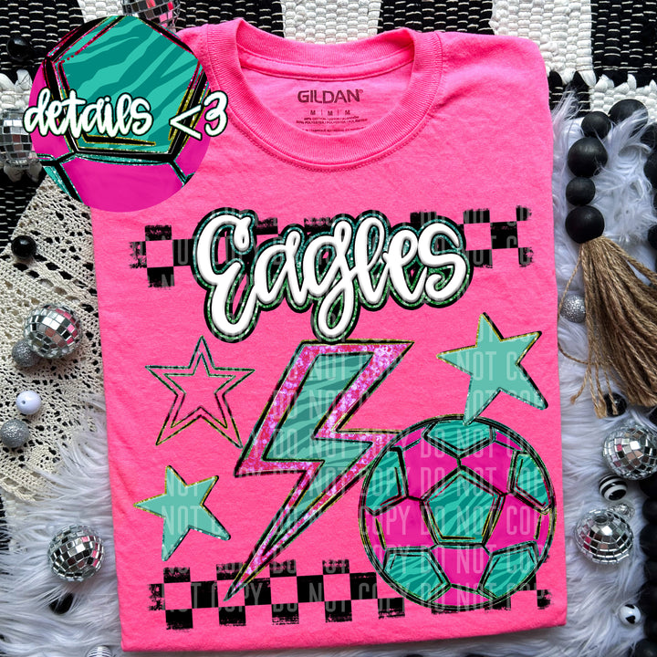 Rainbow Soccer Bolts DTF Print