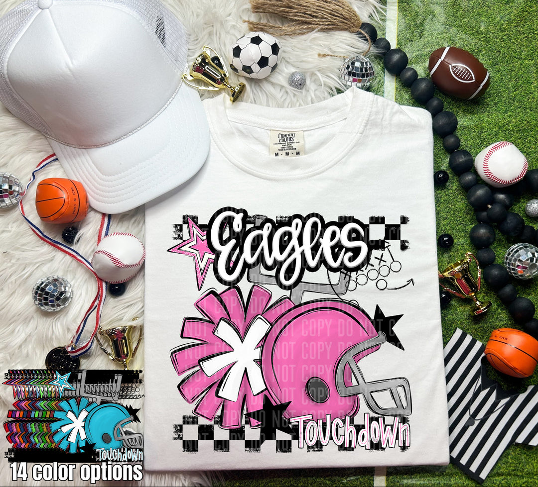 Helmet Pom Mascots Colors Bright Blue DTF Print