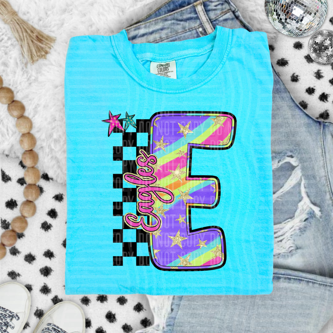 Rainbow Swirl Initials DTF Print