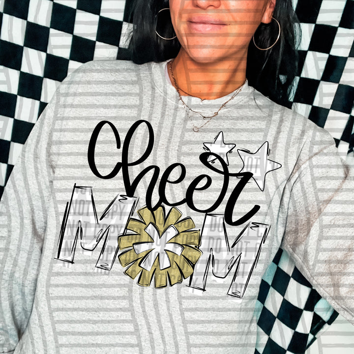 Sports Mom Cheer Gold DTF Print