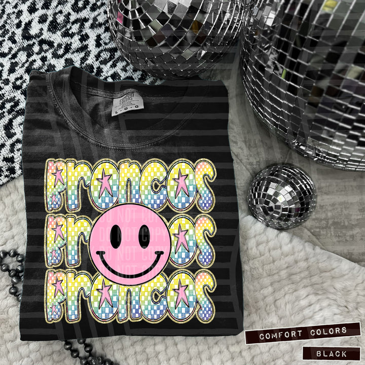 Pink Smiley Triple Stack DTF Print