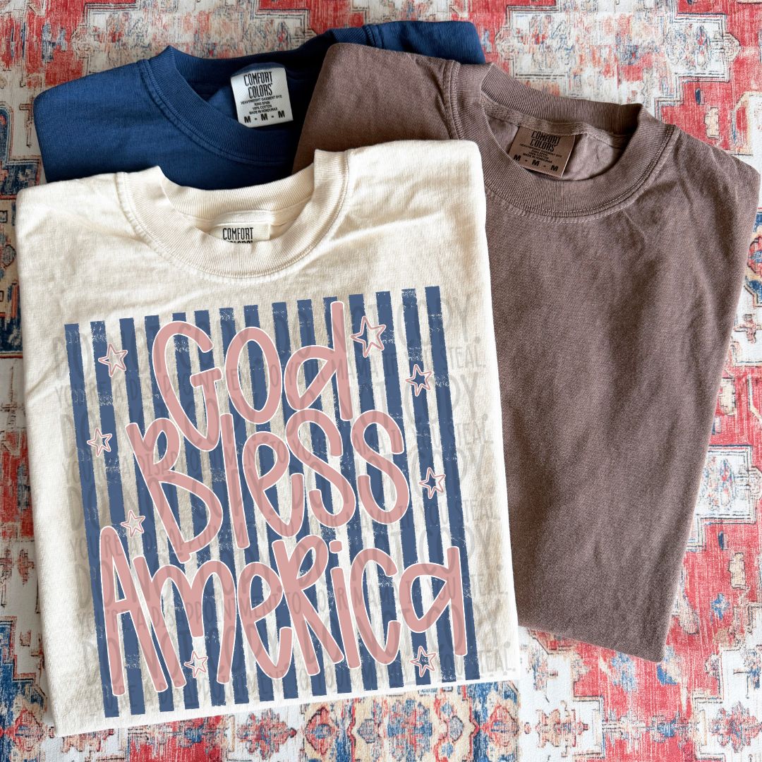 God Bless America Stripes DTF Print