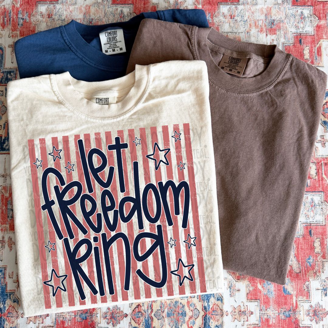 Let Freedom Ring Pink Navy DTF Print