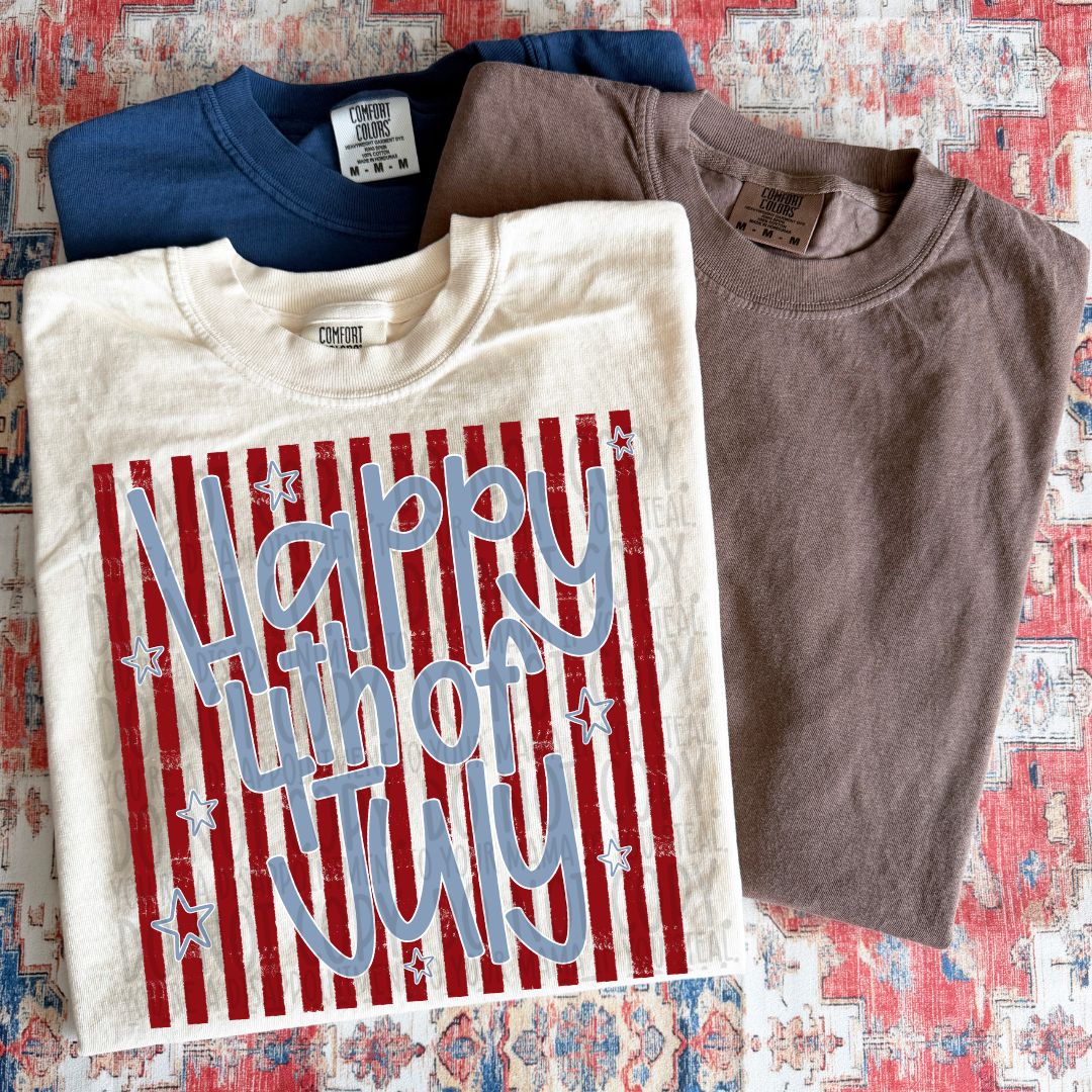 Happy 4th Of July Red DTF Print