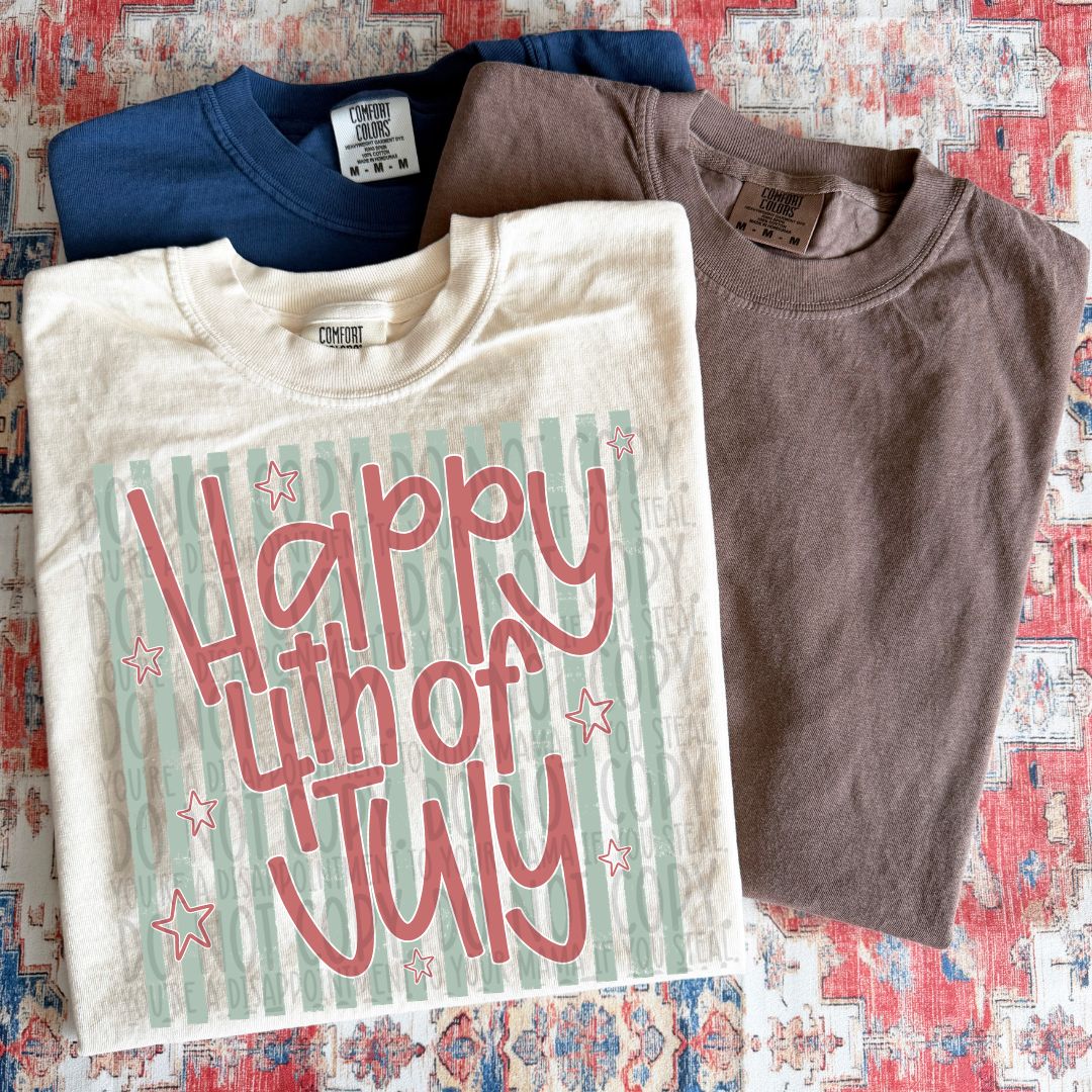 Happy 4th Of July Mint DTF Print