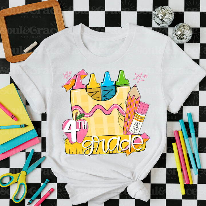 Back To School Pink And Blue DTF Print