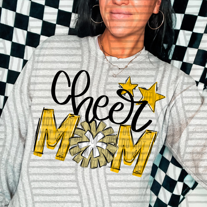 Sports Mom Cheer Gold DTF Print