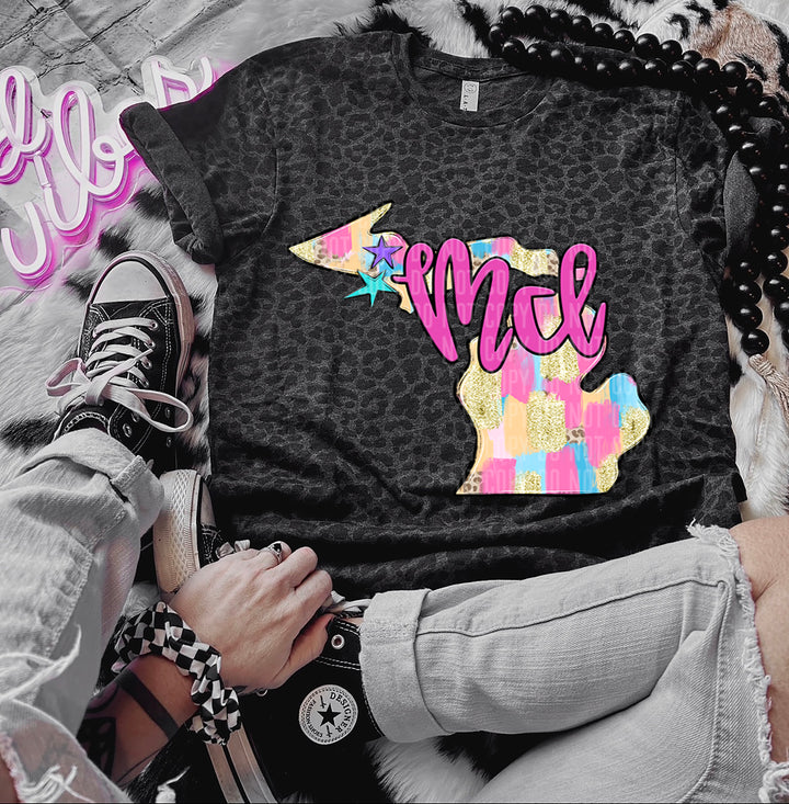 Preppy Bright Brushstroke States DTF Print