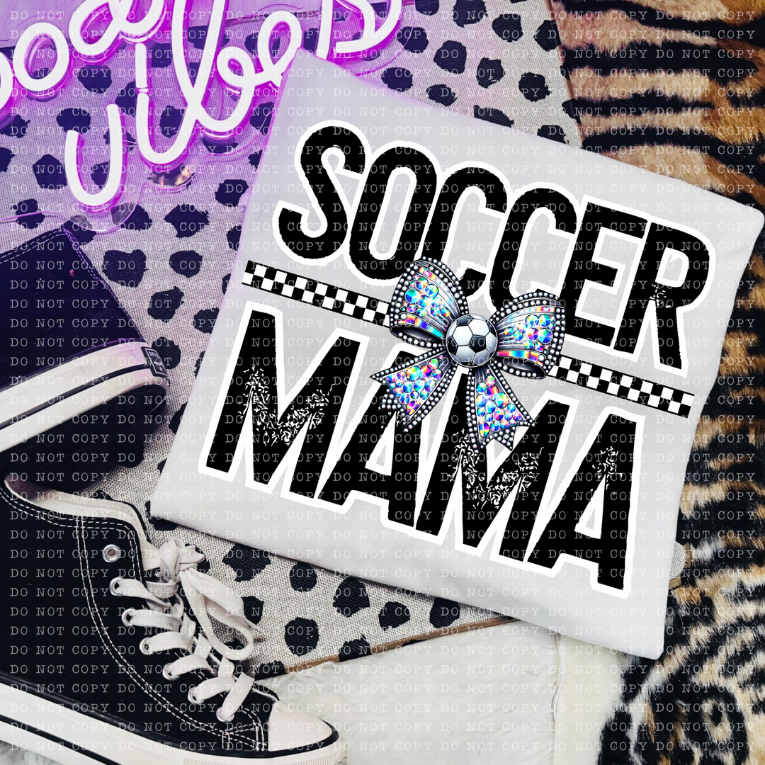 Soccer Rhinestone Bow Names DTF Print