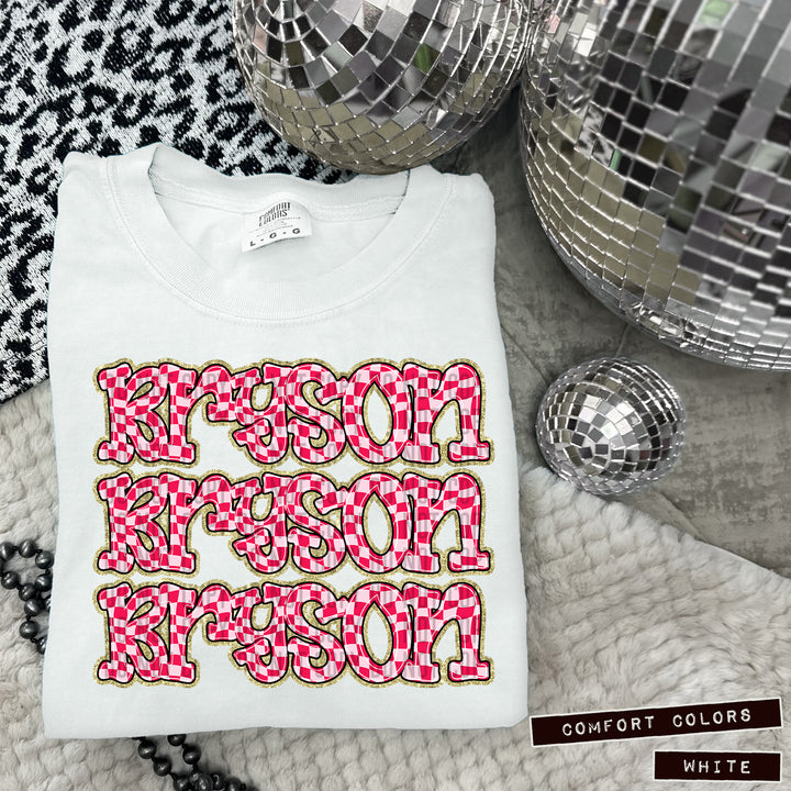 Pink Checks DTF Print
