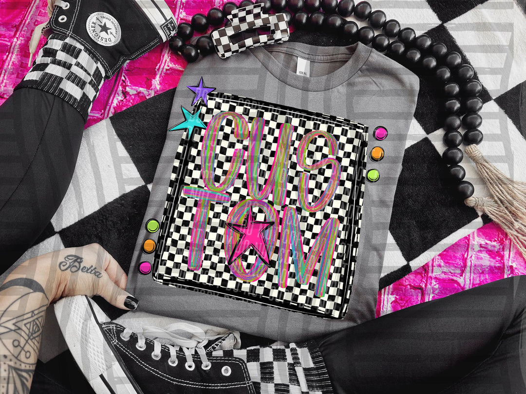 Pink Brushstroke Preppy DTF Print