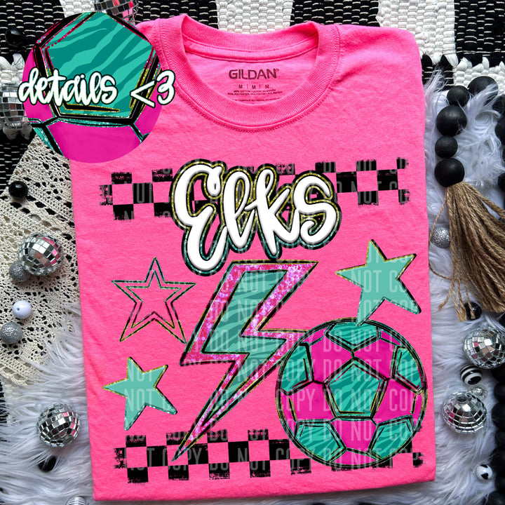 Rainbow Soccer Bolts DTF Print
