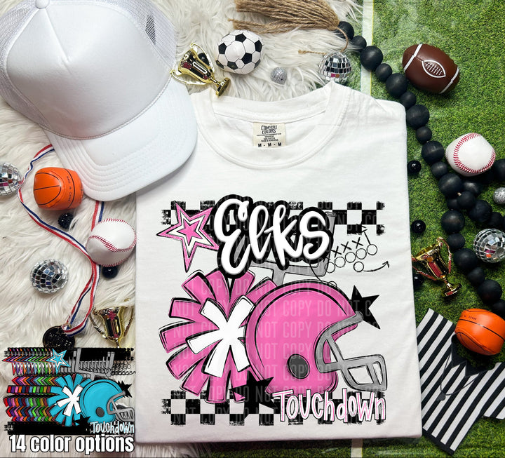 Helmet Pom Mascots Colors Bright Blue DTF Print