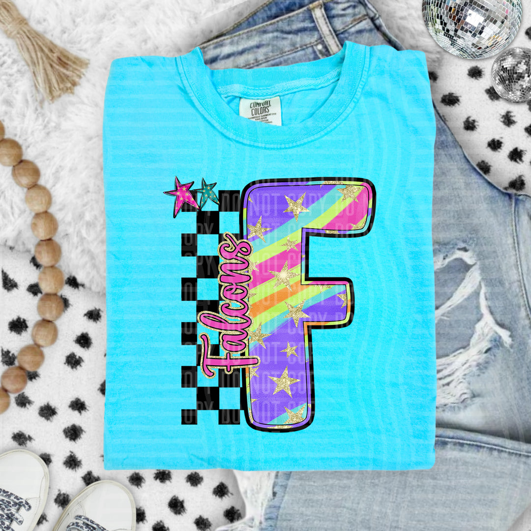Rainbow Swirl Initials DTF Print