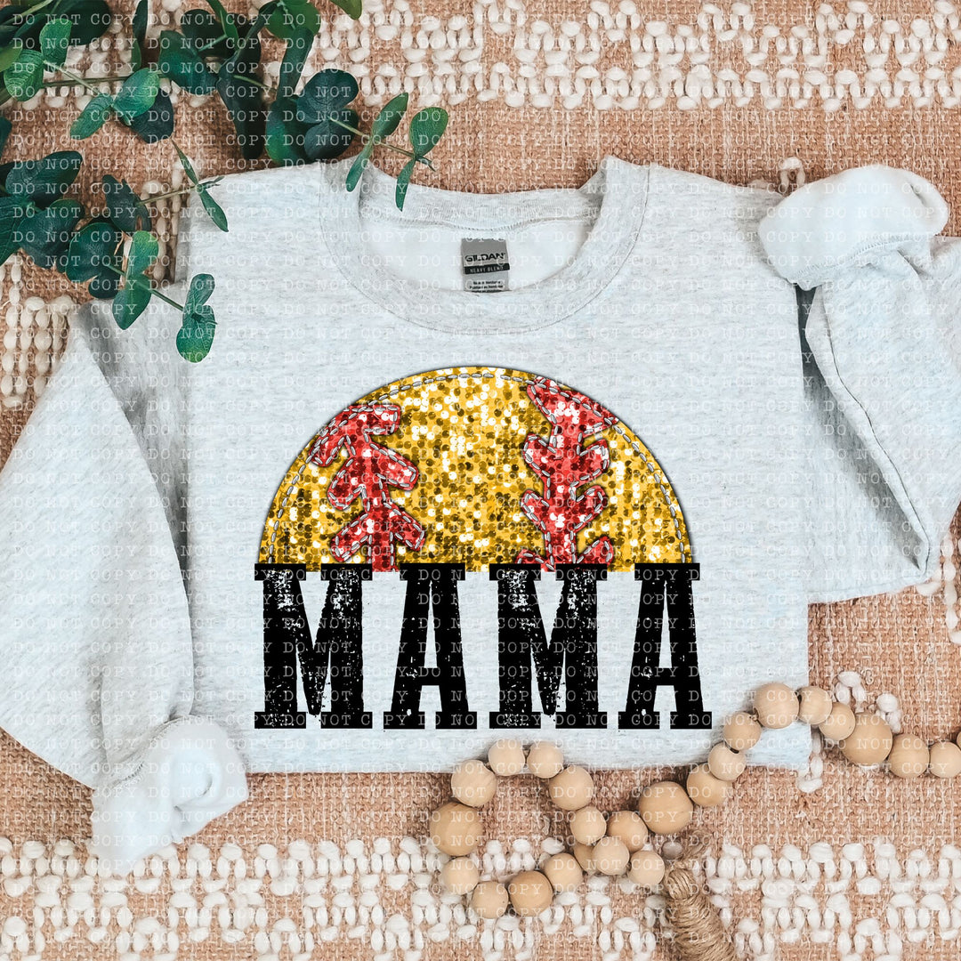 Sports Mama Faux Glitter DTF Print