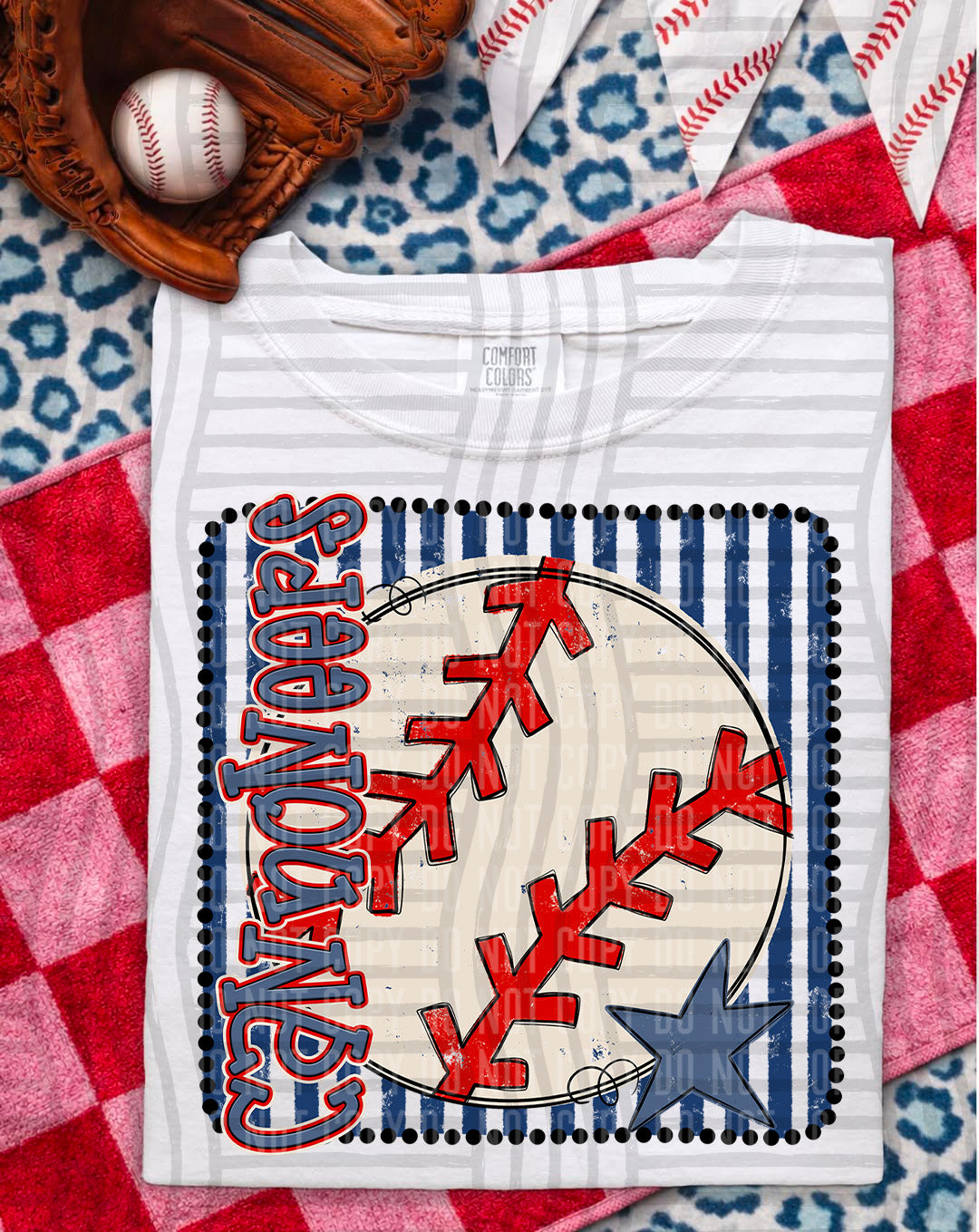 Baseball RWB Framed DTF Print