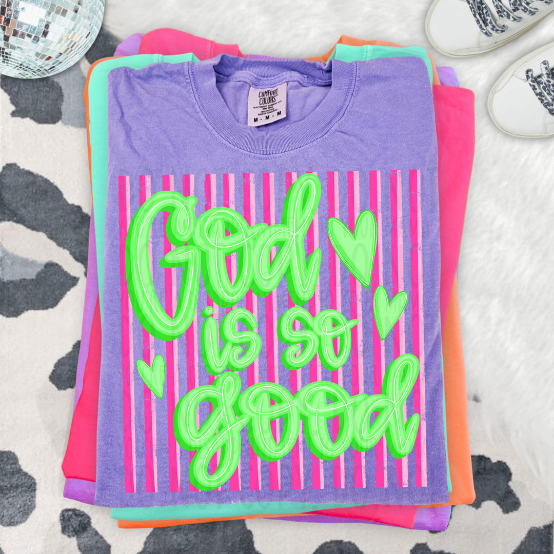 God Is So Good Pink Lime DTF Print