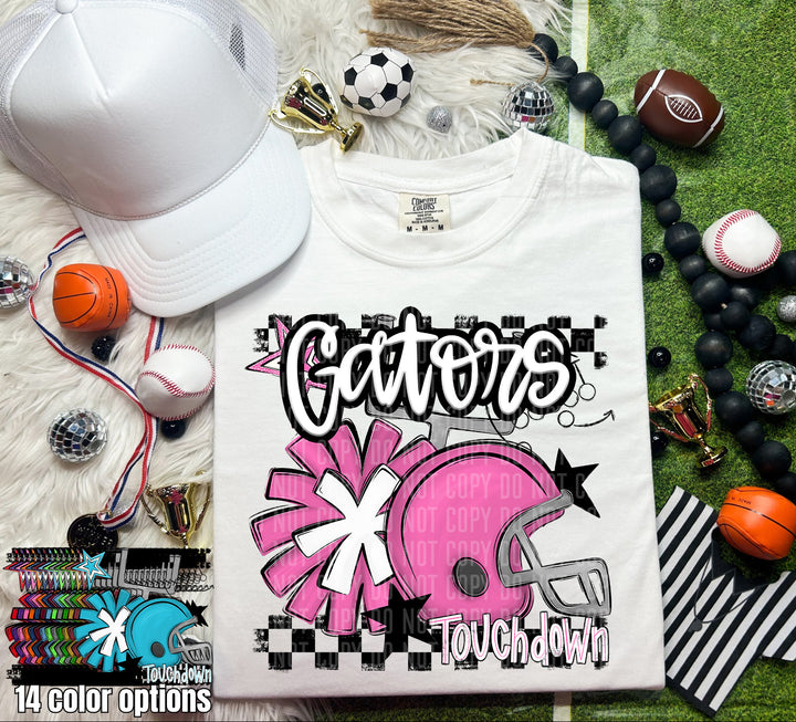 Helmet Pom Mascots Colors Bright Blue DTF Print
