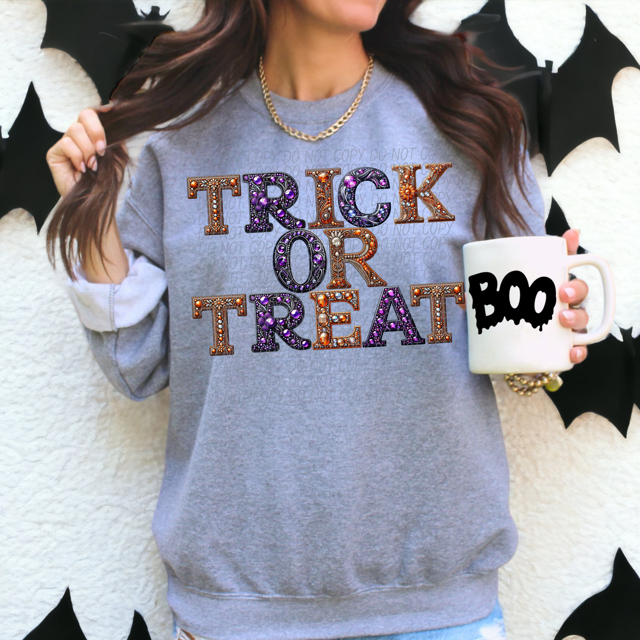 Trick or Treat Faux Bling DTF Print