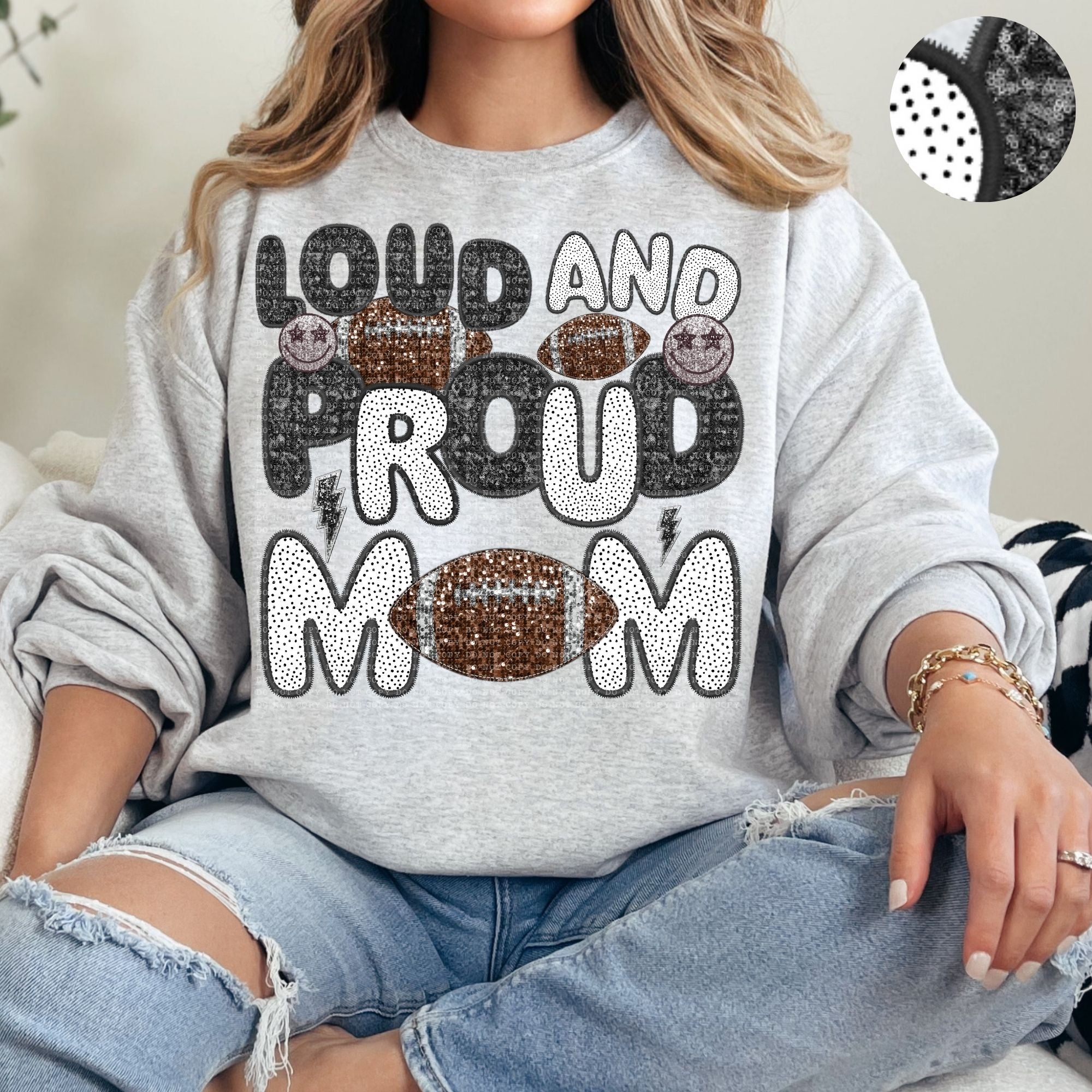 Loud and Proud Sports Mom Faux Embroidery DTF Print