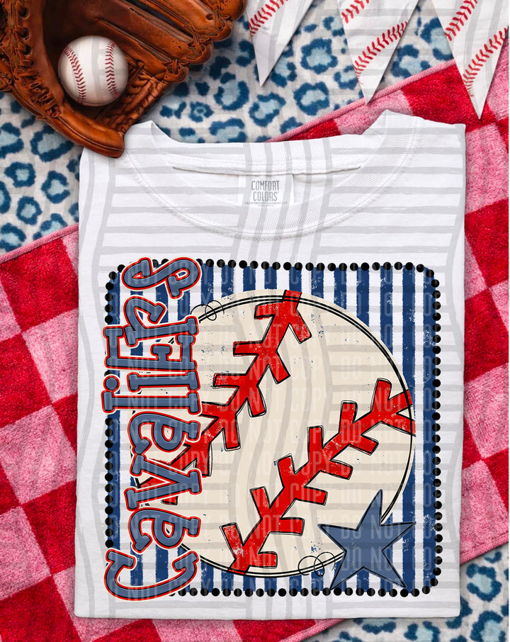 Baseball RWB Framed DTF Print