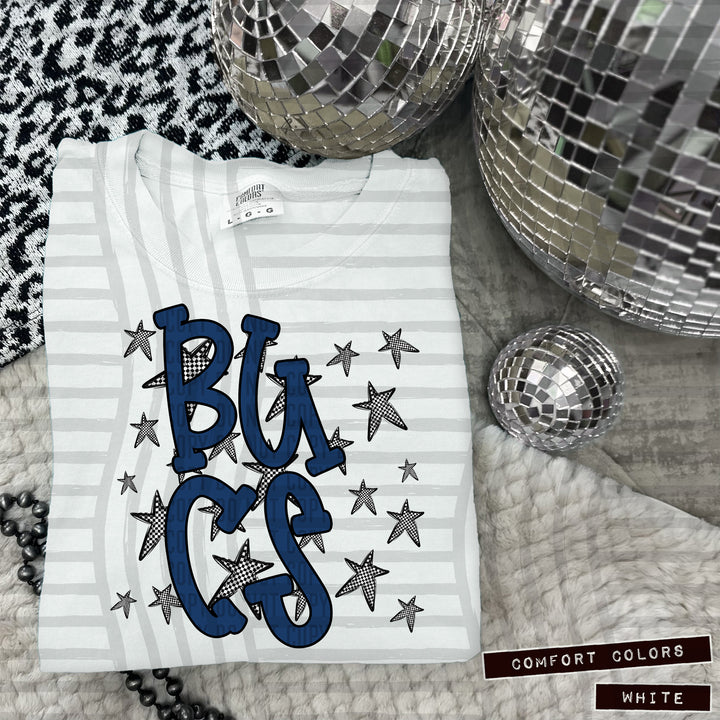 Navy Staggered DTF Print