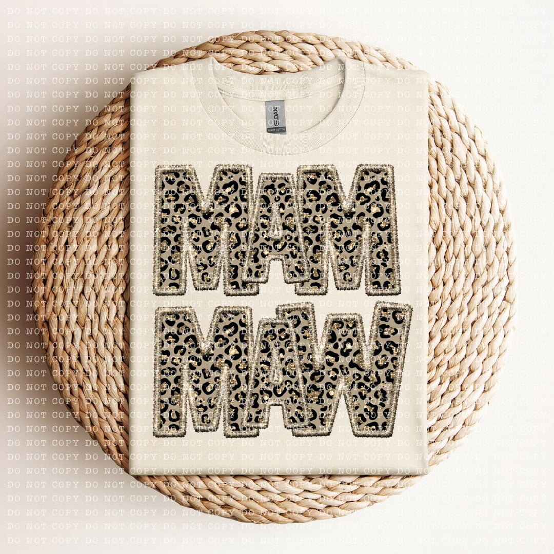 Mammaw Leopard Faux Embroidery DTF Print