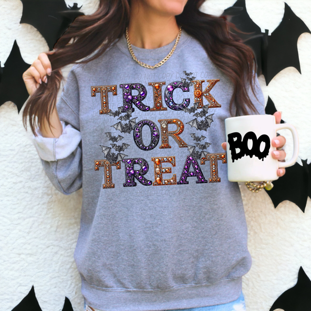 Trick or Treat Bats Faux Bling DTF Print