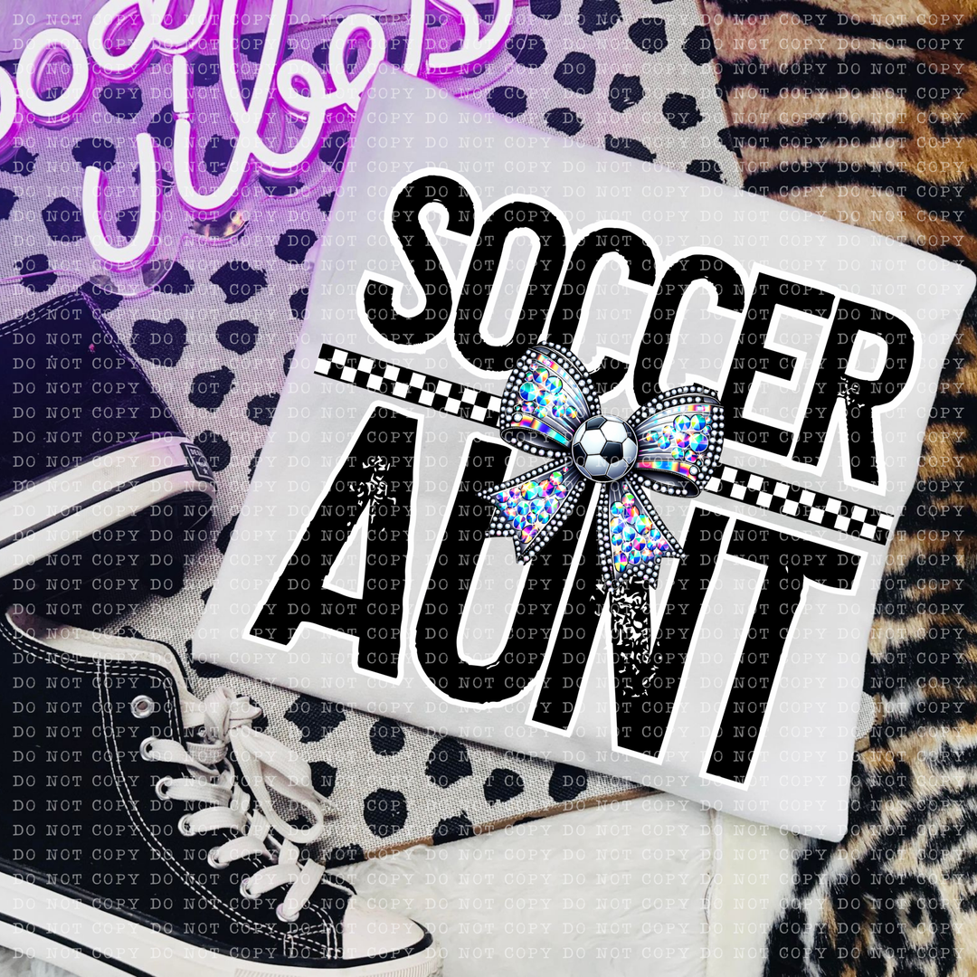 Soccer Rhinestone Bow Names DTF Print