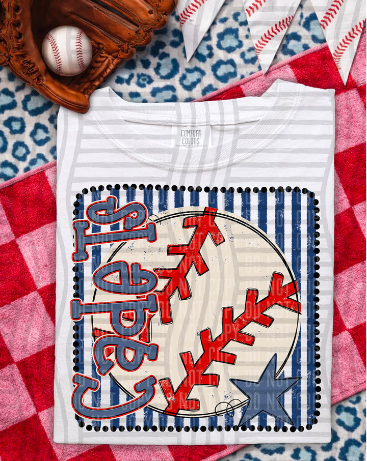 Baseball RWB Framed DTF Print