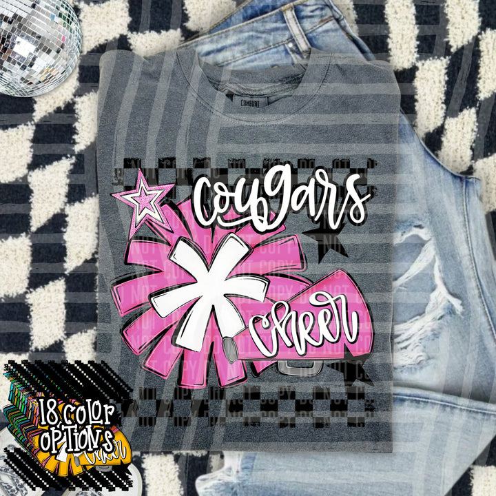 Cheer Pom With Names Grey DTF Print