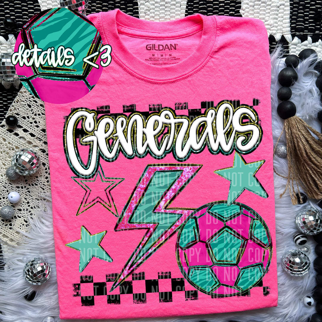 Rainbow Soccer Bolts DTF Print
