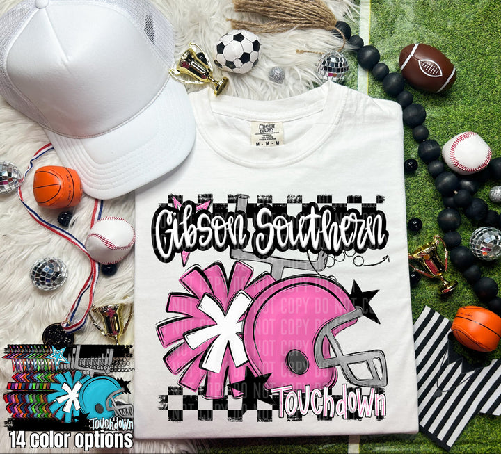 Helmet Pom Mascots Colors Bright Blue DTF Print