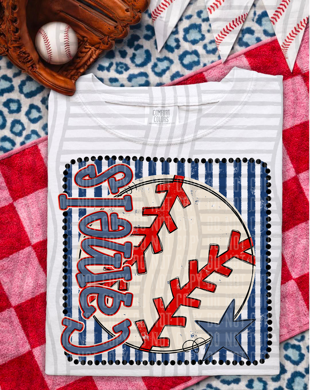 Baseball RWB Framed DTF Print