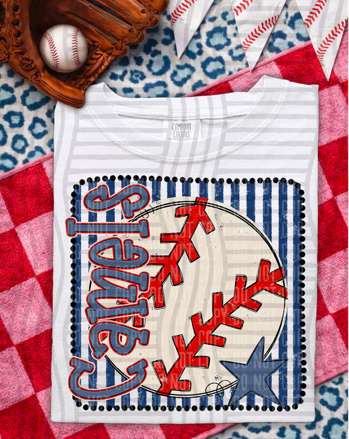 Baseball RWB Framed DTF Print