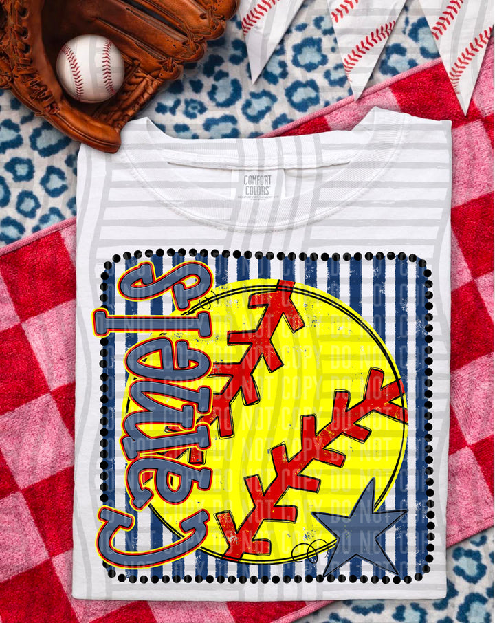 Softball RWB Framed DTF Print